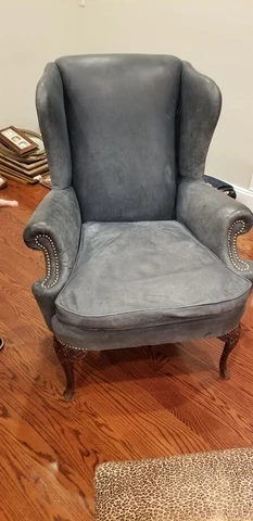 Crocodile Embossed Leather Wing Chair Armchair Good Condition Cover