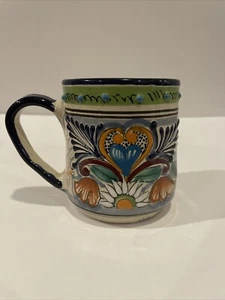 Talavera Mexican Pottery Coffee Mug Tea Cup Hand Painted Flowers La Hacienda - Imagen 1 de 13