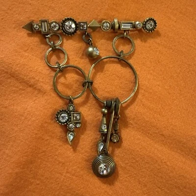 Beautiful Unique Patricia Locke Pin Brooch Dangle Geometric Gold Tone - Image 1 of 4