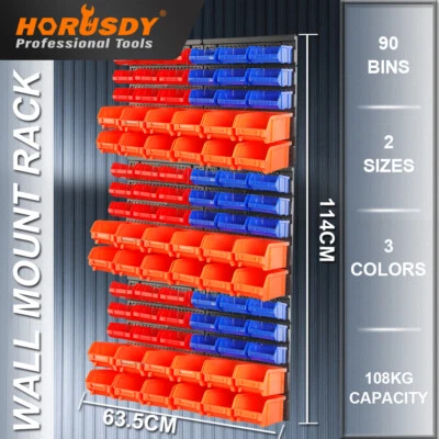 90 contenedores organizador de herramientas soporte montado en la pared garaje almacenamiento para piezas tuercas pernos Foto 1 de 4