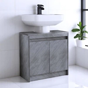 Unterwaschbeckenschrank mit Aufbewahrungsregal Badzubehör 2 Türen Beton Effekt - Bild 1 von 7