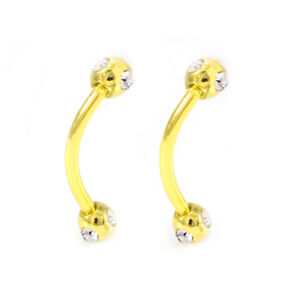 Curve Barbell Anodized with clear Cz Eyebrow Surface Piercing 16G 10mm Pair
