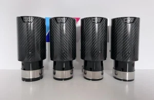 BMW M3 E9x E90 E92 E93 M PERFORMANCE 80MM GLOSS BLACK EXHAUST TIPS 180mm - Picture 1 of 5