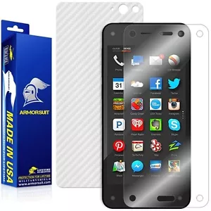 ArmorSuit MilitaryShield Amazon Fire Phone Screen + White Carbon Fiber Skin USA - Picture 1 of 11