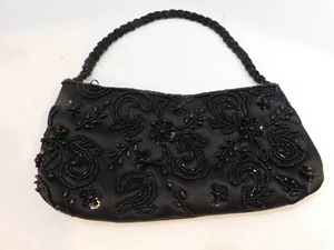 Bolso de noche de GUNNE SAX negro diseño con cuentas correa de cadena. "Talla 8,5"" x4" - Imagen 1 de 5