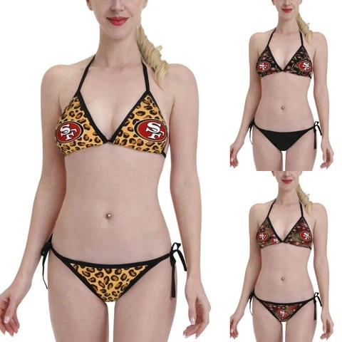 2PCS San Francisco 49ers Women's Bikini Lace Up String Bathing Suits Swimsuits Cover