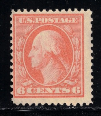 US Stamp Scott # 379 Light Red Orange 6cent Washington - Mint OG NH - Image 1 of 2