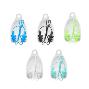 Silikon-Ohrstöpsel mit Kordel, wiederverwendbare Schwimm-Ohrstöpsel für - Picture 1 of 29