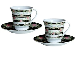 Set of 2 Tea Cups & Saucers Teapot Traditional Tea Pot Tea Sets Kitchen Set Gift - Picture 1 of 7