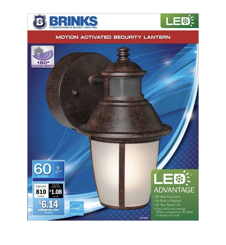 Brink's💯Original👌:LED Motion-Activated Security/Lantern, Antique Bronze Finish - Image 1 of 4