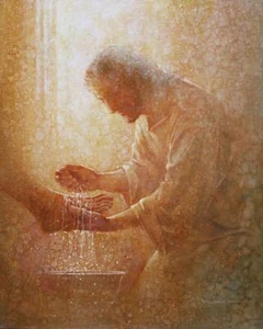 Yongsung Kim THE SERVANT Canvas Art Jesus Kneeling Down & Washing Disciples Feet - Picture 1 of 1