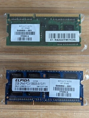 3GB (2GB+1GB) DDR3 PC3-10600 HP LAPTOP MEMORY +++ HP SPARE 598856-001 598859-001 - Image 1 of 4