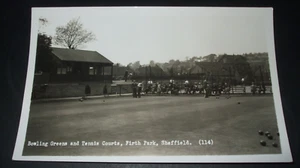 Alte Echtfoto Postkarte Bowling Green & Tennisplätze Firth Park Sheffield Yorks - Bild 1 von 1