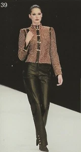 ST. JOHN Collection Knit Leather Trim Jacket 6 Red Brown Tweed Gold Buckle - Picture 1 of 8