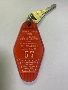 The Blue Crest Motel Hotel Room Key Fob & Key Milwaukee Wisconsin #57 - Picture 1 of 2