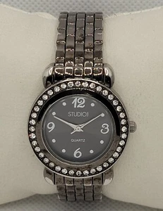 Ladies Studio Time Stylish Round Black Dial Black Cuff Bracelet Analog Watch J9 - Picture 1 of 9