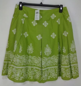 Talbots A Line Flare Skirt Size 14 Cotton Floral Green White MSRP $68 NWT - Picture 1 of 8