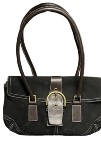 VINTAGE COACH BLACK SUEDE HOBO SHOULDER BAG G3C9507 GREAT CONDITION  - Picture 1 of 11