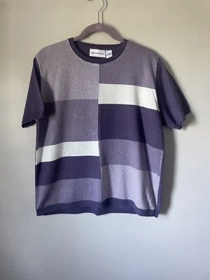 Bloque de color púrpura vintage Alfred Dunner diseño geométrico cuadrado superior Foto 1 de 4