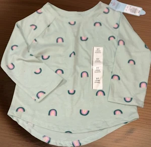 NWT Cat & Jack Girls Shirt Size 2T Long Sleeve Mint Green Rainbows - Picture 1 of 4