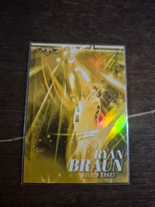 2017 Topps Fire Ryan Braun Milwaukee Brewers Golden Grabs Gold Minted - Picture 1 of 2