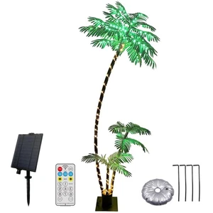 7ft Solar Lighted Palm Tree, Home Room Decor 260LED Christmas Tree, 3 Trunks ... - Picture 1 of 7