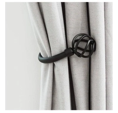 Soportes de cortina de metal hechos a mano 2 piezas, decoración negro mate negro mate Foto 1 de 4