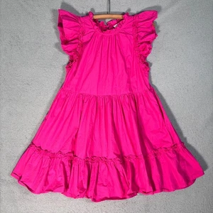 Caroline Constas Mini Dress S Hot Pink Ruffle Tiered Cotton Coquette $450 MSRP - Picture 1 of 15