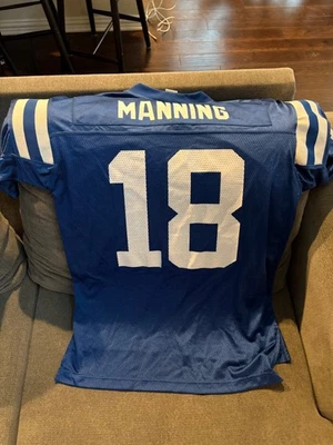 Camiseta deportiva Peyton Manning #18 Colts auténtica Reebok NFL On Field talla mediana azul EX Foto 1 de 4
