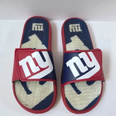Sandalias chanclas New York Giants Slides para hombre 11/12 rojas azules con logotipo grande de gel Foto 1 de 4