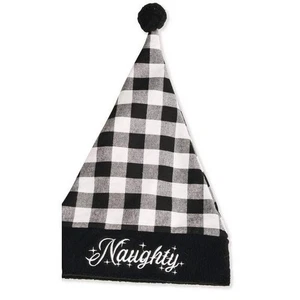 Freche schwarz & weiße Polyester Weihnachtsmütze - Einheitsgröße - Einheitsgröße - Bild 1 von 2