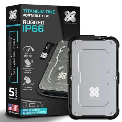 Titanium Micro 1TB Titanium One Portable SSD Up to 550Mb/s USB 3.2 Type C - Image 1 of 4