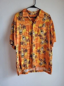 mens vintage hawaiian shirts large Orange Wrecked Lager Outdoors Resort - Picture 1 of 6