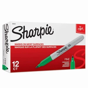 Sharpie Green Permanent Markers Fine Point 12 Count Bold Vibrant Ink - Picture 1 of 5