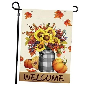 Bandera de jardín floral de otoño de doble cara, calabazas hojas de arce bandera de otoño otoño - Imagen 1 de 8