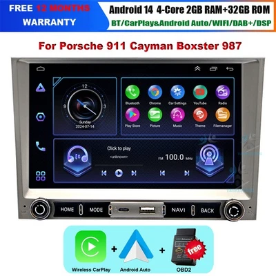 Für Porsche 911 997 Cayman Boxster 987 Autoradio GPS Sat Navi Android14 CarPlay - Bild 1 von 4