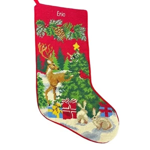 L.L. Medias de Navidad de frijoles lana bosque ciervos conejos decoración tradicional navideña - Imagen 1 de 8