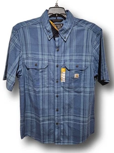 Camicia Carhartt Button Up Loose Fit manica corta uomo media a quadri blu nuova con etichetta  - Foto 1 di 6