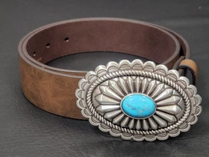 Ariat Damen Oval Türkis Center Concho Klassisch Leder 1,5" Gürtel Small - Bild 1 von 10