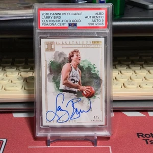 Larry Bird 2018-19 Panini Impeccable On Card Gold Auto 4/5 PSA Authentic AUTO 9 - Picture 1 of 2