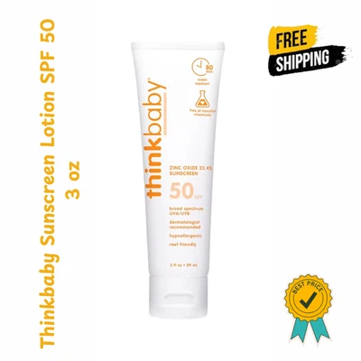 Protector solar para bebé 3 oz de Thinkbaby FPS 50 amplio espectro protección UVA/UVB LIBRE DE BPA Foto 1 de 4