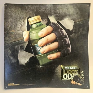 Mickey's Malt Liquor Beer Lights Out Mma Tin Sign Mean Green 2010 - Picture 1 of 9