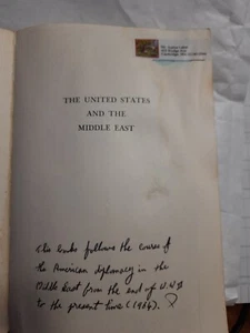 The United States and the Middle East Edited By Stevens 1964 Ed, Handwritt Notes - Picture 1 of 3