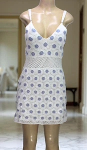Kroshetta by Papillon Women's Lined Knitted Crochet Dress White Size M - Picture 1 of 8
