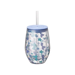 Stemless Acrylic Wine Cup 12oz w/Straw & Lid ~ MERMAID KISSES~STARFISH WISHES - Picture 1 of 1