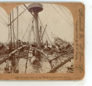 Battleship Maine General view of Wreckage Keystone Stereoview - Picture 1 of 3