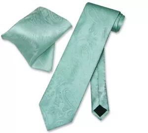 Vesuvio Napoli Aqua Green PAISLEY NeckTie and Handkerchief Matching Tie Set - Picture 1 of 2