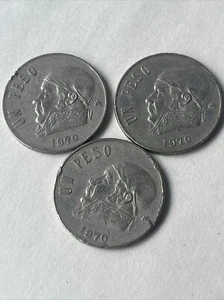 1970 MEXICO $1 PESO COINS - 3 PIECES (22) - Picture 1 of 8