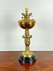Victorian Brass Oil Lamp base with Cherubs, converted to electric - Picture 1 of 3