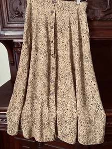 NIPON Studio Designer Rayon Long Skirt Brown Geometric Size 6 Vintage Boho - Picture 1 of 12